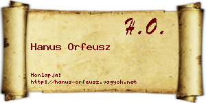 Hanus Orfeusz névjegykártya
